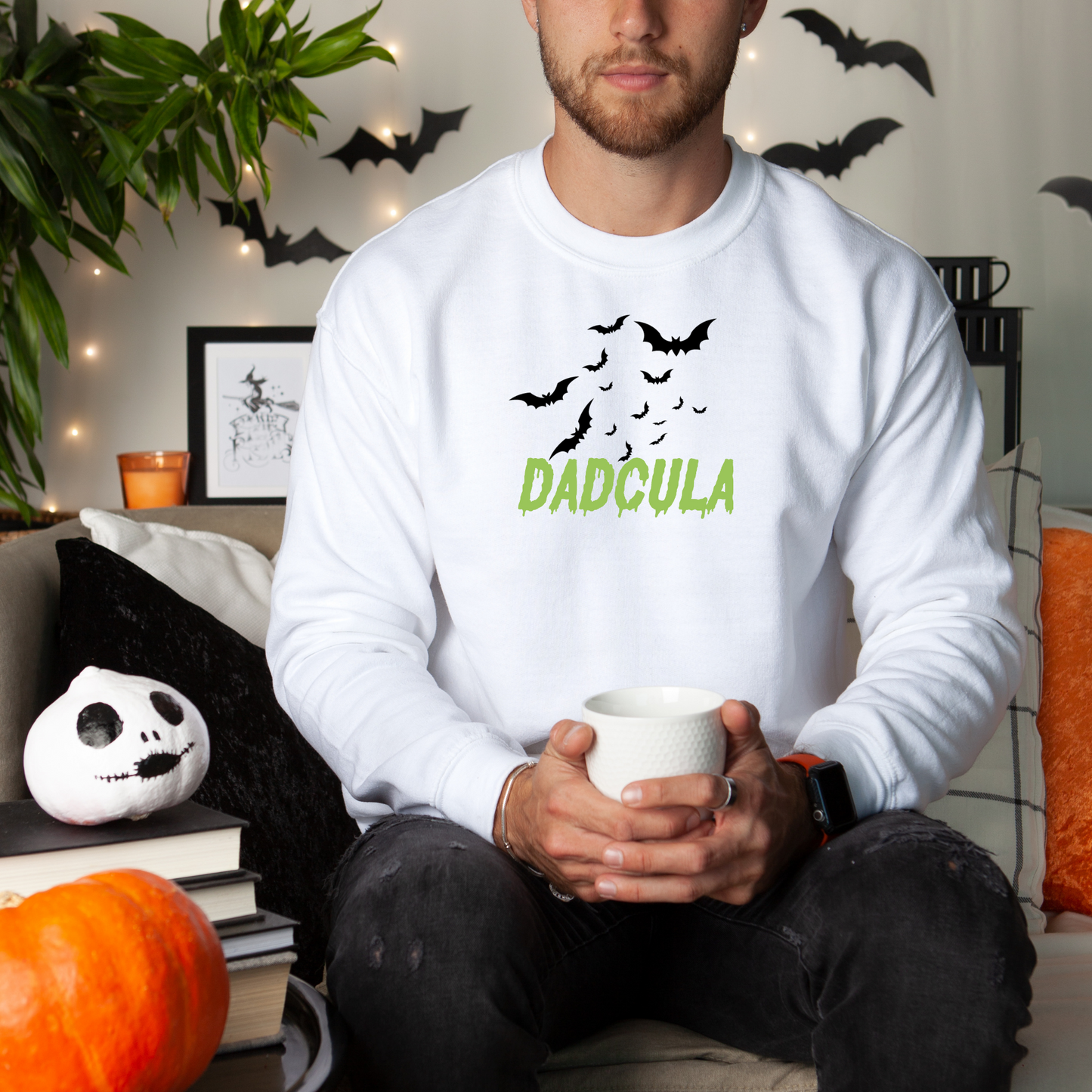 Dadcula Dracula Dad Halloween Crewneck Sweatshirt