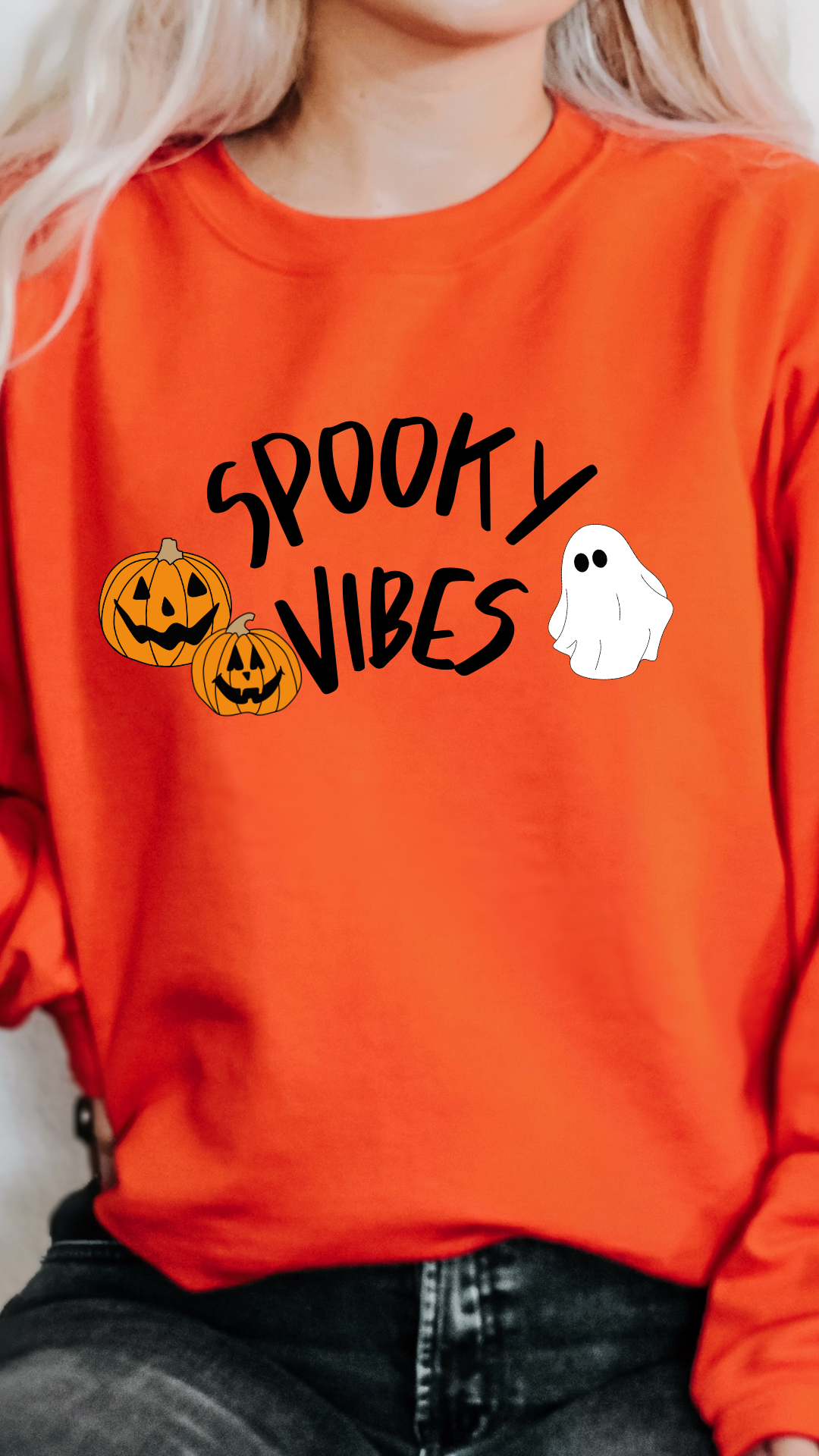 Spooky Vibes Crewneck Sweatshirt | Ghost, Pumpkins, Halloween